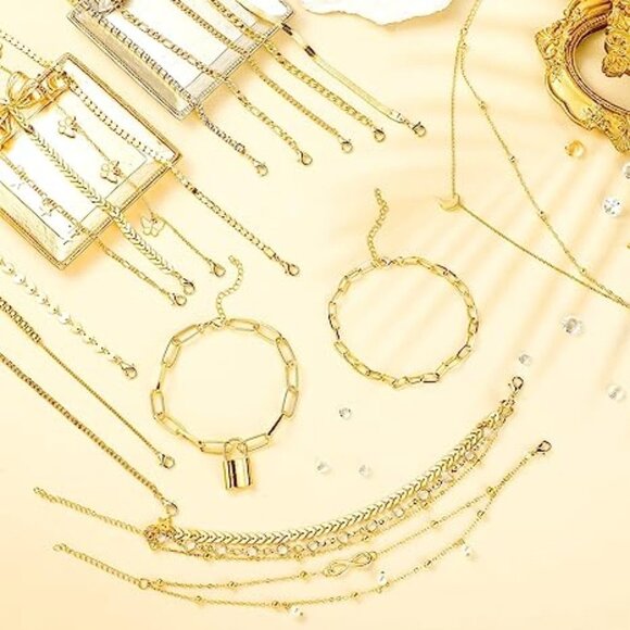 4 Summer Ankle Bracelets for Women Gold Anklets Layered Anklet Girls Adjustable - Picture 8 of 8